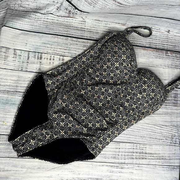 Nip Tuck Swim One Piece Black & Gold Bathing Suit 8 - Picture 1 of 4